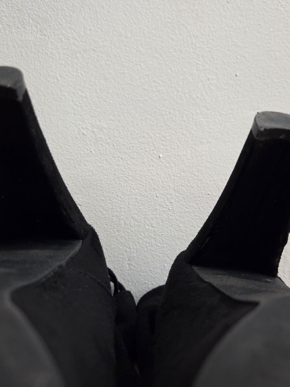 Women's Black Suede Ankle Booties with Block Heel - Picture 7 of 8